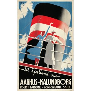 Retro Vintage Plakat - Til Sjlland Over Aarhus-Kalundborg, Henry Thelander