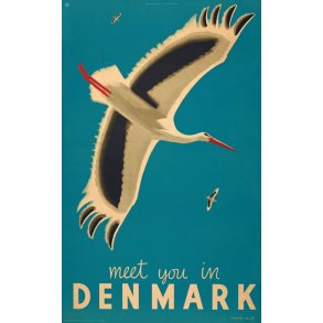 Retro Vintage Plakat - Meet You In Denmark, Sikker Hansen - 62x100 cm