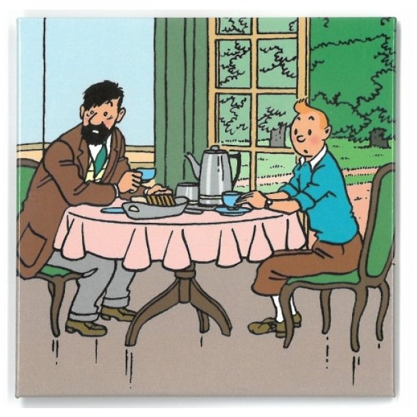 Tintin Magnet - Tintin &amp; Haddock ved morgenbordet