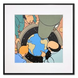 Tintin Billede - Tintin, Frank Wolff Og Tournesol Kigger P Jorden