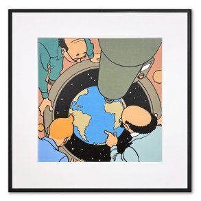Tintin Billede - Tintin, Frank Wolff Og Tournesol Kigger P Jorden