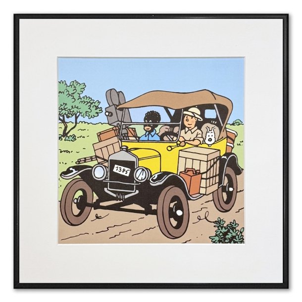 Tintin Billede - Tintin, Terry Og Coco I Ford T