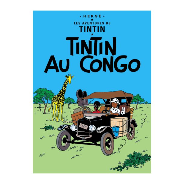 Tintin Postkort - Tintin i Congo