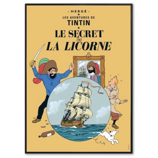 Indrammet Tintin Plakat - Enhjrningens Hemmelighed