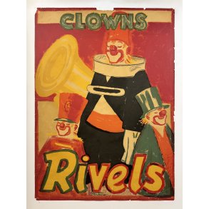 Original Vintage Plakat - Clowns Rivels, Stockmarr Ca 1950
