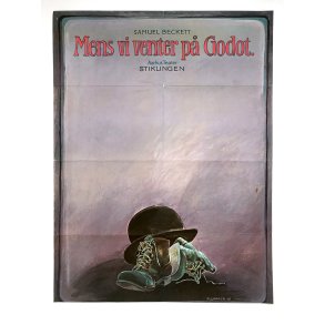 Original Vintage Plakat - Mens Vi Venter P Godot, Aarhus Teater 1981