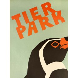 Original Vintage Plakat - Tierpark Berlin, Pingviner 1973