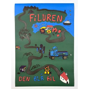 Original Vintage Plakat - Filuren, Den Bl� Bil