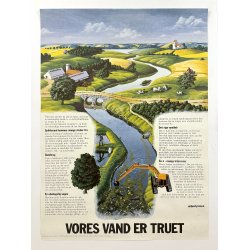 Original Vintage Plakat - Vores Vand Er Truet 1984