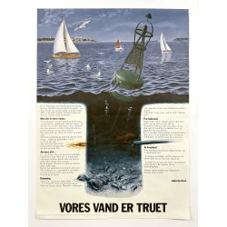 Original Vintage Plakat - Vores Vand Er Truet 1984