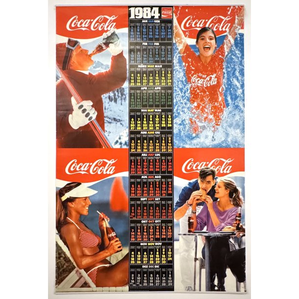 Original Vintage Plakat - Coca Cola Kalender 1984