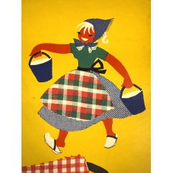 Original Vintage Plakat - M�lk Sm�r Ost, Mejerigtig Mad..! Grete Rich 1958