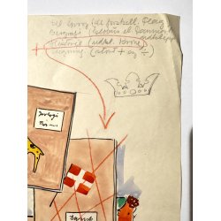 Original Tegning Af Grete Rich - Skolebogsomslag (ca 1950)