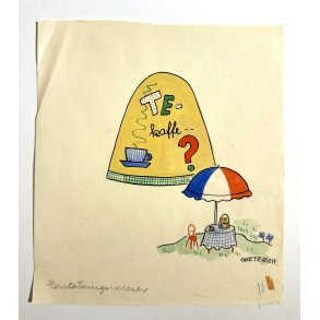 Original Tegning Af Grete Rich - Erstatningsvarmer (ca 1950)