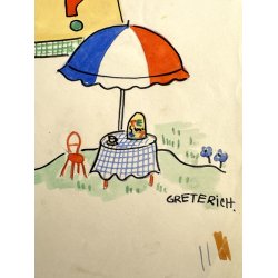 Original Tegning Af Grete Rich - Erstatningsvarmer (ca 1950)