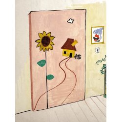 Original Tegning Af Grete Rich - Bl�nd D�ren Til Den Kolde Stue (ca 1950)