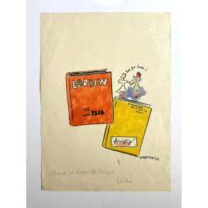 Original Tegning Af Grete Rich - Bogbind Til L�nte B�ger (ca 1950)