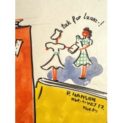 Original Tegning Af Grete Rich - Bogbind Til L�nte B�ger (ca 1950)