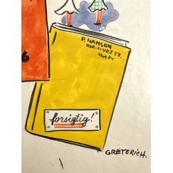 Original Tegning Af Grete Rich - Bogbind Til L�nte B�ger (ca 1950)