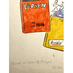 Original Tegning Af Grete Rich - Bogbind Til L�nte B�ger (ca 1950)