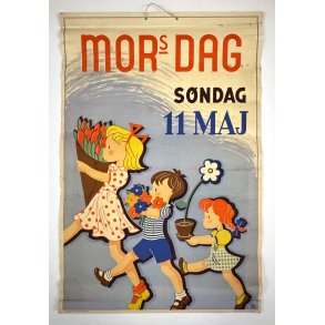 Original Vintage Plakat - Mors Dag S�ndag 11. Maj, Grete Rich (Ca 1950)