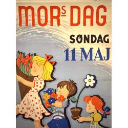 Original Vintage Plakat - Mors Dag S�ndag 11. Maj, Grete Rich (Ca 1950)