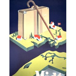 Original Vintage Plakat - Midt Jylland, Det Dejlige Ferieland (Ca 1950)