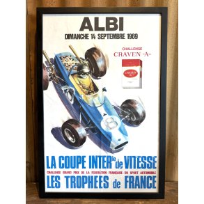Original Vintage Plakat - Albi - La Coupe Inter de Vitesse - Fransk motorsportsplakat 1969
