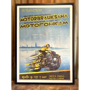 Original Vintage Plakat - Riga Motorl�b - Lettisk motorsportsplakat (Latvian SSR) 1948