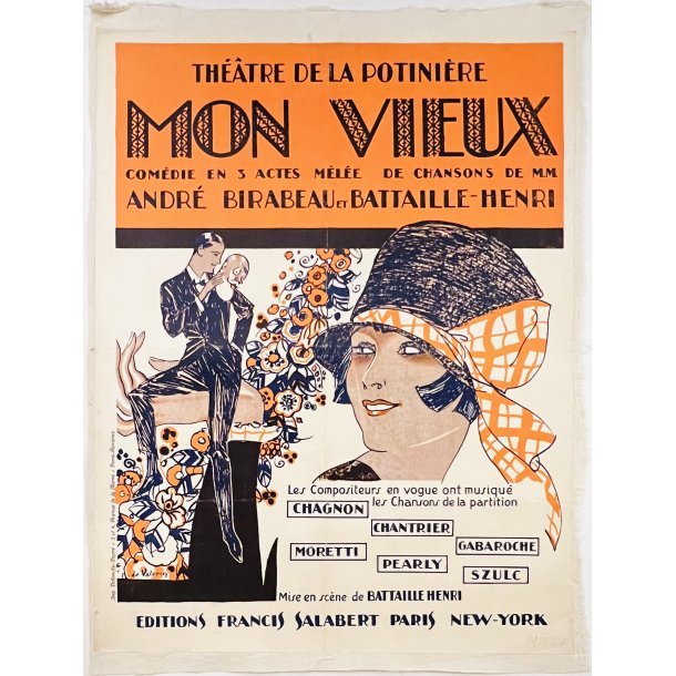 Original Fransk Teater Plakat - Mon Vieux