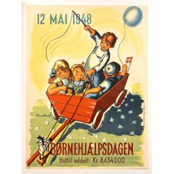 Original Vintage Plakat - B�rnehj�lpsdagen - Ellinor Askvold 1948
