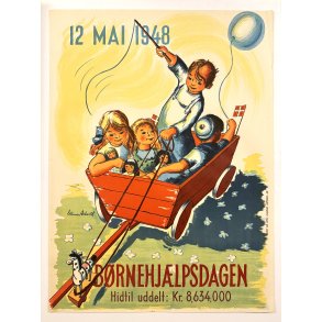 Original Vintage Plakat - B�rnehj�lpsdagen - Ellinor Askvold 1948
