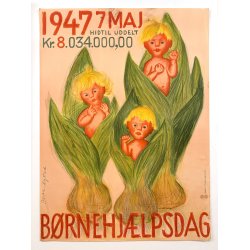 Original Vintage Plakat - B�rnehj�lpsdagen - Gerda Nystad 1947