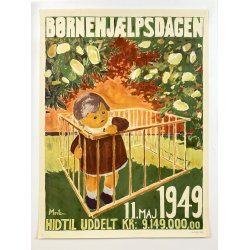Original Vintage Plakat - B�rnehj�lpsdagen - Morten Jensenius 1949 