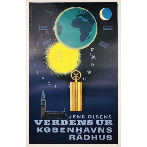 Original Plakat - Jens Olsens Verdens Ur, Kbenhavns Rdhus