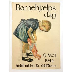 Original Vintage Plakat - B�rnehj�lpsdagen - Jane Muus 1944 