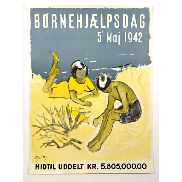 Original Vintage Plakat - B�rnehj�lpsdagen - Axel P. Jensen 1942