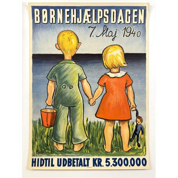 Original Vintage Plakat - B�rnehj�lpsdagen - Morten Jensenius 1940