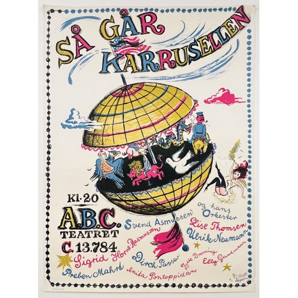 Original Plakat - A.B.C. Teatret - S Gr Karrusellen 1951