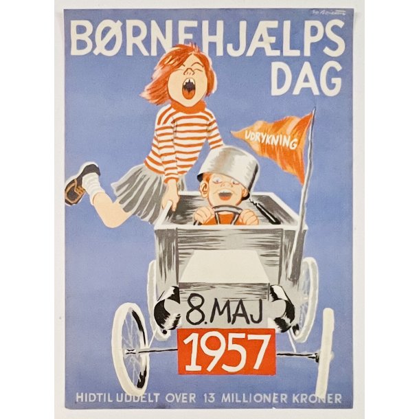 Original Plakat - Brnehjlpsdag 8. Maj 1957