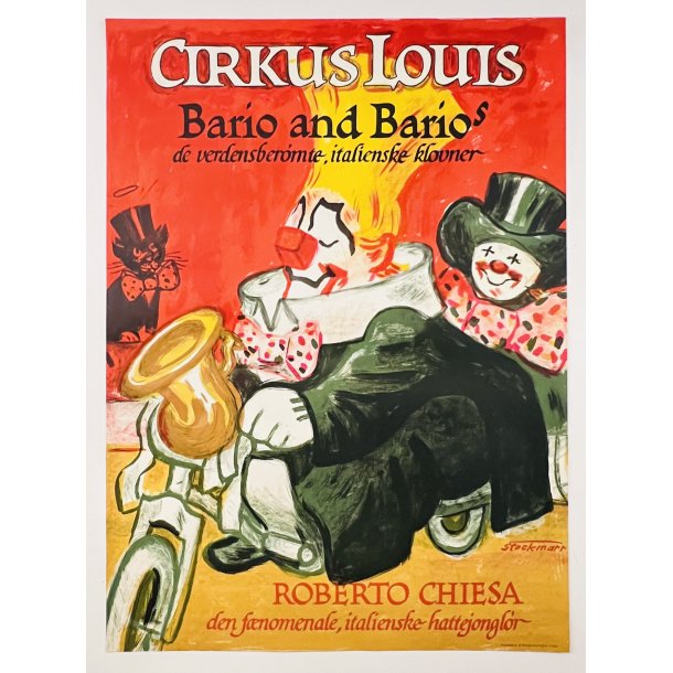 Original Plakat - Cirkus Louis, Bario And Bario's - De Verdensbermte Italienske Klovner