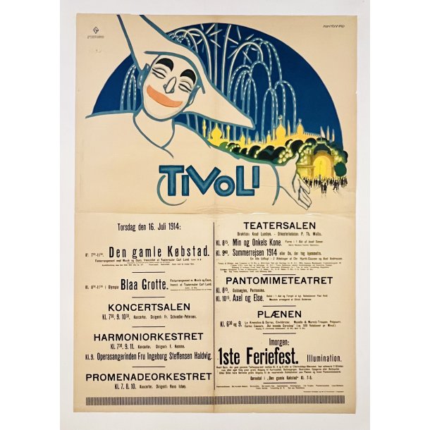 Original Plakat - Tivoli, Pjerrot 1914