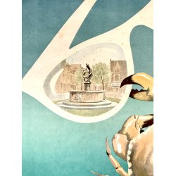 Original Vintage Plakat - Ferie Ved Havet - Bo I Hj�rring - Verner Hancke 1948