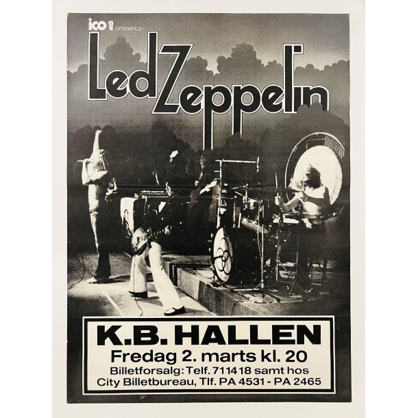 Original Plakat - Led Zeppelin, K.B. Hallen 1973