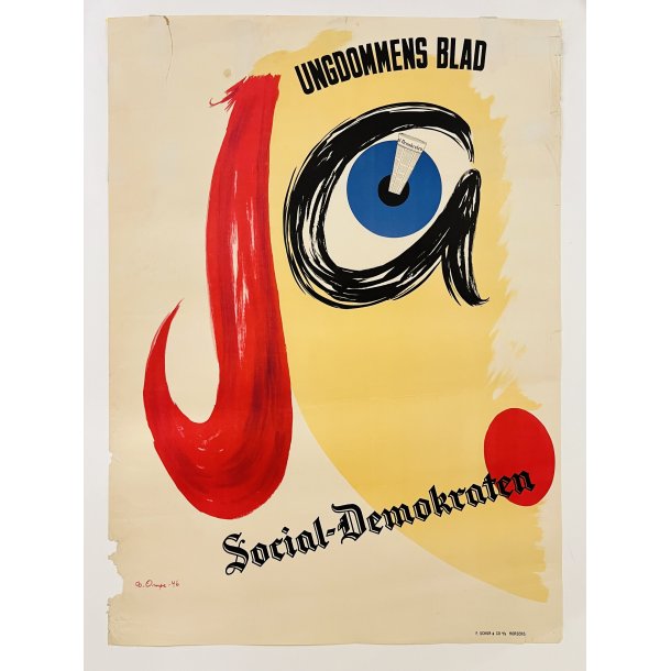 Original Plakat - Ungdommens Blad, Social-Demokraten 1946