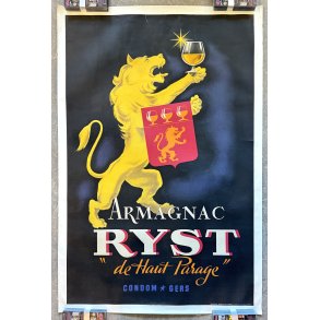 Original Vintage Plakat - Armagnac Ryst �de Haut Parage� - Original fransk reklameplakat 1945 