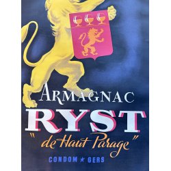 Original Vintage Plakat - Armagnac Ryst �de Haut Parage� - Original fransk reklameplakat 1945 