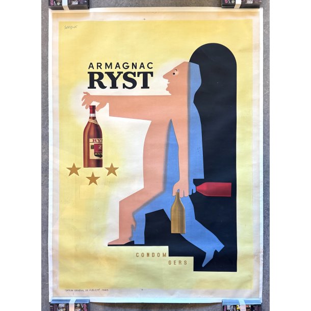 Original Vintage Plakat - Armagnac Ryst - Savignac - Original fransk reklameplakat 1943