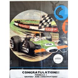 Original Vintage Plakat - Hepolite &amp; Glacier Formula 1 Champions 1970