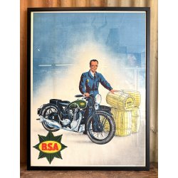 Original Vintage Plakat - B.S.A. Motorcykel &amp; Danish Butter - Original reklameplakat 1936